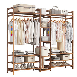 Floor-standing household all-bamboo coat <b>rack</b>, simple and easy to use, open-style coat <b>rack</b> for overnight storage. - Product Image 5