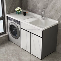 Meuble de machine à laver moderne Hyundai personnalisé pour balcon, structure en aluminium alvéolé, double machine lavage-séchage, hauteur optimisée