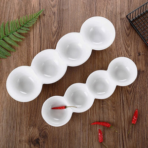 Plato de salsa rectangular de <span class=keywords><strong>12</strong></span>/14 pulgadas, platillo de salsa de cuatro rejillas dividido en 4 platos de <span class=keywords><strong>tapas</strong></span> de porcelana blanca de cerámica para Hotel - Product Image 2