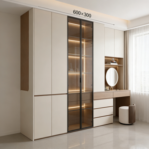 Armario de Almacenamiento Personalizado con Tocador, Completamente <span class=keywords><strong>Cerrado</strong></span> y de Tamaño Completo, en Color Claro - Product Image 1