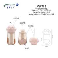 Tube de brillant à lèvres Patte de Chat 3,4 ml, flacon vide Pentagon mignon avec bouchon à vis, applicateur souple, contenant cosmétique en plastique PETG de qualité supérieure