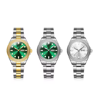 Montres automatiques de luxe en diamant pour hommes, étanches à 50 m, haute qualité, logo personnalisé, montres mécaniques en acier inoxydable - Product Image 1