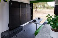 Caravane compacte tout-terrain pour camping-car avec lits superposés, suspension indépendante, fibre de verre, capacité de charge de 500 kg