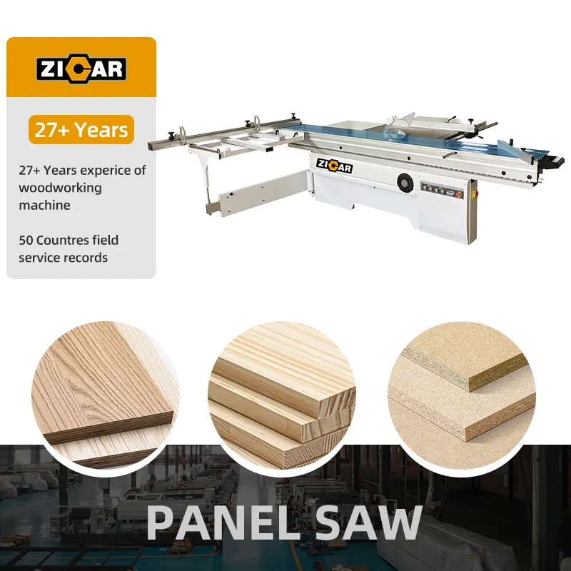 ZICAR 2800/3200mm precision woodworking wood cutting sliding table saw machine wood panel saw machine for furniture wood mdf