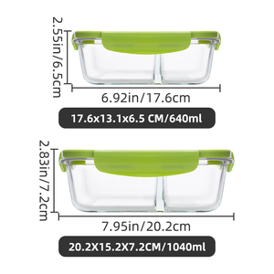 Contenitore per Pranzo in Vetro Wolecok Senza BPA 1040/640ml, Adatto al Microonde con Coperchi Ermetici per Preparazione e Conservazione Pasti - Product Image 5