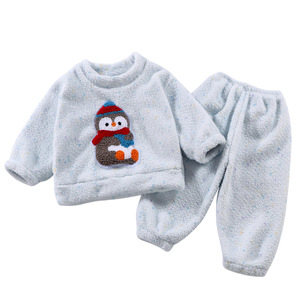 Conjunto Infantil Cálido de Nuevo Estilo para Otoño/Invierno, Ropa de Dormir Gruesa para Niñas con Forro Polar de Lana, <span class=keywords><strong>Pijama</strong></span> de Bebé con Dibujos Animados de Animales - Product Image 5