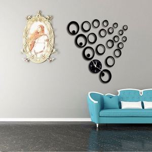 Wall Clock DIY Mirror Wall Sticker Circle Ring 3D Acrylic Mute Quartz Watches for Home Living Room Bedroom Decor - Product Image 3