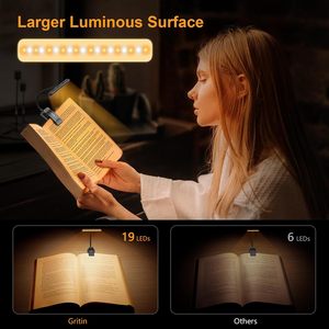 Gritin Clip On Book Light 19 <b>Led</b> Rechargeable Touch Control Eye Caring Reading Lamp For <b>Bed</b> Use - Product Image 5