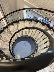 Collection moderne de luxe Arabescato marbre blanc pierre naturelle personnalisé Piano escalier marches riser carreaux - Product Image 5