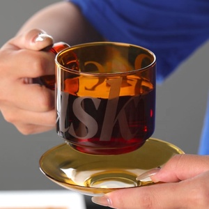 Custom Logo Round <strong>Handle</strong> Ring Cup Low MOQ Colored <strong>Stackable</strong> Glass Coffee <strong>Mug</strong> - Product Image 4