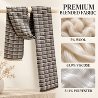 Écharpe tricotée haut de gamme en laine et viscose respirante pour homme, châle à carreaux polyvalent, cadeau pour petit ami