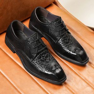 Zapatos de Vestir Formales para Hombre, de Cuero Genuino de Primera Capa, con Punta en Pico, Estilo Británico, Color Marrón Otoñal - Product Image 3