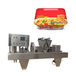 Machine automatique de scellage de tasse de vermicelles de riz de bol en papier, machine de scellage de tasse de nouilles instantanées de bol de couvercle en plastique