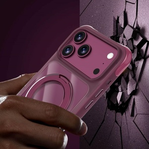 Coque de téléphone magnétique transparente Fashion Four Corners True Airbag pour iPhone 18 17 Pro Max avec protection 360 °   Coque antichoc avec support anneau - Product Image 3