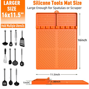 Alfombrilla de silicona naranja para utensilios de parrilla con almohadilla antigoteo y espátula, para parrilla exterior y encimera de cocina, Tariff Reduction - Product Image 3