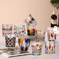 Verre à whisky de luxe léger, style célébrité internet, pour la décompression, à usage domestique, au design esthétique, peint à la main