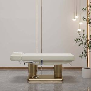 Lit de massage chauffant de luxe Base <span class=keywords><strong>extra</strong></span> large en acier inoxydable doré Spa de beauté Table de massage faciale électrique Lit de cils pour salon - Product Image 3