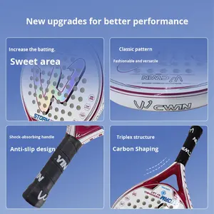 ไม้เทนนิสพาเดลแบบขายส่ง สำหรับทุกเพศ ทำจากคาร์บอนไฟเบอร์ น้ำหนักเบา ดีไซน์สำหรับเล่นชายหาด - Product Image 3