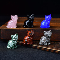 Sculpture de chat en quartz fraise, sculptée à la main, en pierre naturelle de guérison, écologique, pour la décoration, par Kindfull Crystal