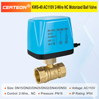 KWS49 1 AC110V NC laiton 2 fils motorise 2 voies HVAC FCU solaire DN15 DN50 vanne a bille electrique