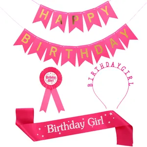 Amazon новый дизайн розовый и розовый красный день рождения Корона День рождения девушка пояс Набор Девушка День рождения корона и пояс для взрослых