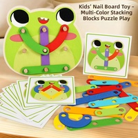 Rompecabezas de Madera con Forma de Rana, Juego de Construcción de Tiras, Bloques de Reconocimiento de Patrones para Niños, Juguete Educativo Temprano Montessori
