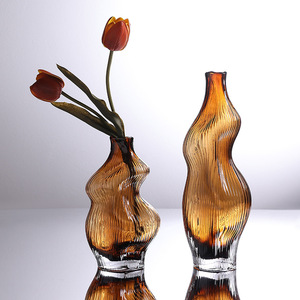 Modern Brown Irregular Glass <b>Vase</b> Creative Ins Water Culture Decorative <b>Vase</b> - Product Image 1