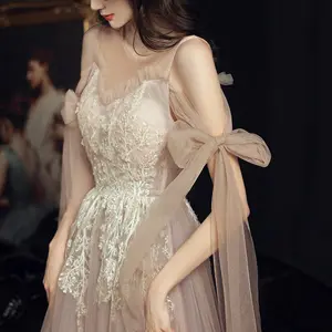 2022 New Design Elegant Long Off Shoulder Tulle Fairy Celebrity Princess Bridesmaid Evening Dress