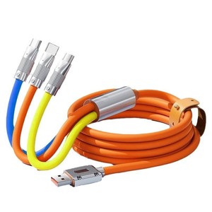 Precio de promoción para 120W 4 pies 3 en 1 Cable de carga múltiple Cable de silicona grueso de carga rápida para dispositivos IOS Micro <span class=keywords><strong>USB</strong></span> <span class=keywords><strong>C</strong></span> - Product Image 2