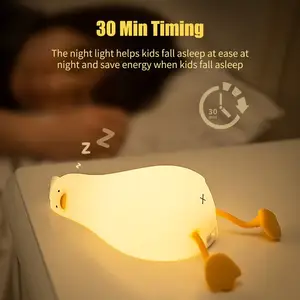 חמוד סיליקון קטן Usb תינוק חיישן לילה אור נטענת ממולא בעלי החיים ברווז לילה אור מנורת לילדים חדר