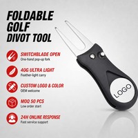 Outil de réparation de divots de golf personnalisé OEM, fourche à divots escamotable avec marqueur de balle et logo personnalisé