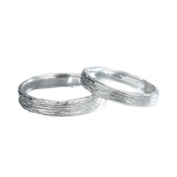 Bagues de couple vieillies au fil du temps en argent sterling S925, une paire, style coréen, forme géométrique, design de niche de luxe léger Instagram, longues