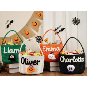 Cesta <span class=keywords><strong>de</strong></span> Almacenamiento Portátil <span class=keywords><strong>de</strong></span> Cuerda <span class=keywords><strong>de</strong></span> Algodón Naranja con Asa, Cesto <span class=keywords><strong>de</strong></span> Regalo Ecológico, Bolsa <span class=keywords><strong>de</strong></span> Cuerda para Dulces Infantiles, Bolsa <span class=keywords><strong>de</strong></span> <span class=keywords><strong>Calabaza</strong></span> para Niños - Product Image 6