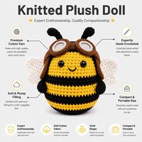 Jouets en peluche tricotés personnalisés, poupées douces au crochet, jouets en peluche tricotés en gros, animaux en peluche doux, jouet en peluche en coton tricoté personnalisé