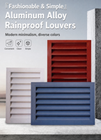 RUIBOYOU Cache d'unité extérieure de climatiseur en alliage d'aluminium moderne, carré, étanche, avec grille à persiennes, pour sortie d'air, manuel et électrique