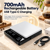 Balance à café numérique en acier inoxydable avec minuteur, 2000g, précision 0,1g, contrôle tactile capacitif pour cuisine et café