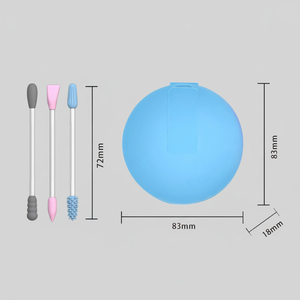 Ensemble de bâtonnets de coton en silicone réutilisables et étanches pour voyage, avec support, couvercle et miroir, pour soins personnels et maquillage - Product Image 3
