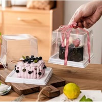 Boîte à gâteau en plastique transparent de haute qualité, carrée, ronde, ovale, transparente, pour dessert, mousse, biscuits, 4 pouces, 5 pouces