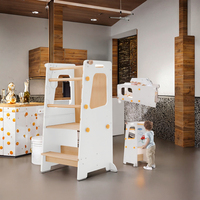 Tour d'apprentissage en bois 4 en 1 Montessori au design moderne ensemble de mobilier de garderie préscolaire tabouret debout chaise de table pour enfants