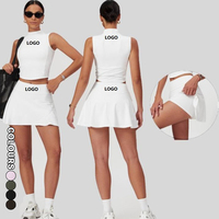 Conjunto Deportivo de 2 Piezas para Mujer, Shorts de Tenis Transpirables de Secado Rápido con Cintura Elástica para Verano, Gimnasio, Running y Ejercicio