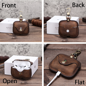 Funda de Cuero Crazy Horse para <span class=keywords><strong>AirPods</strong></span> Pro 1/2/3, Funda Protectora para Auriculares Inalámbricos con Puerto de Carga e Indicador LED CF1108 - Product Image 5