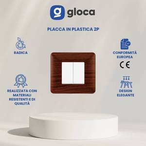 Placca per Presa a Muro in Plastica Gloca 2P Radica Compatibile con Matix per Uso Residenziale - Product Image 3
