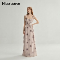 Robe de soirée longue Nicecover à volants floraux, col halter plongeant, coupe ajustée, idéale pour les rendez-vous, les vacances et les occasions spéciales – Nouvelle collection très prisée