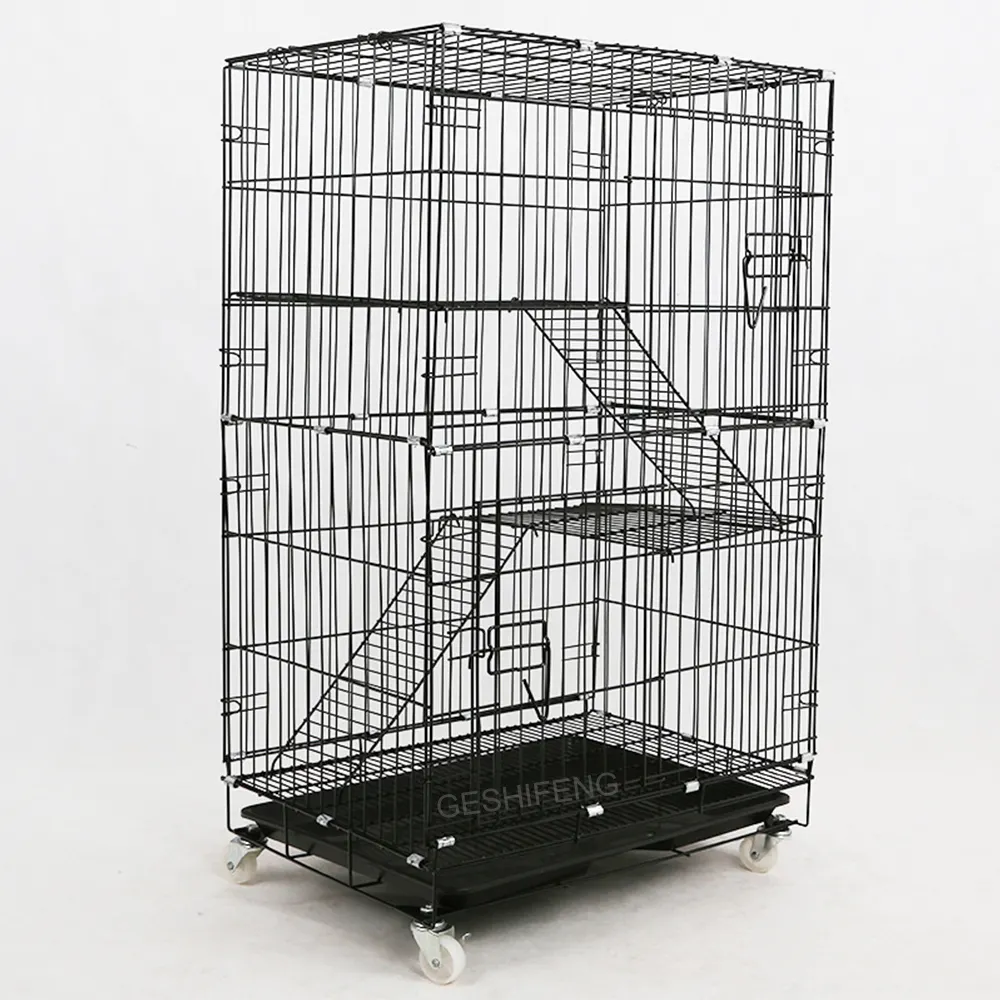 Fournisseur d'animaux de compagnie luxe pliable 3 couches en métal maisons pour animaux de compagnie cage pour chat cage pour piège à chat grande cage pour chat