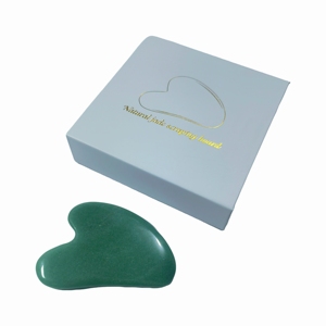 Placa de gua sha de aventurina verde natural con caja de regalo colorida, herramienta de masaje para lifting facial - Product Image 4