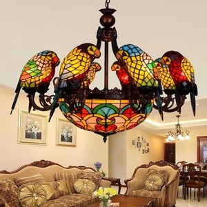 2021 Cá Nhân Tiffany Stained Glass <span class=keywords><strong>Parrot</strong></span> LED <span class=keywords><strong>Chandelier</strong></span> Đối Với Nhà Hàng & Bar Trang Trí Chiếu Sáng Đèn Chùm Trần Sang Trọng - Product Image 4