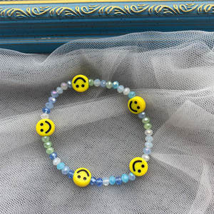 New Korean Fashion Adjustable Crystal Beads Finger Ring Diy Colorful Glass Beads Choker Cute Smile Face Beaded <b>Stretch</b> <b>Bracelet</b> - Product Image 6