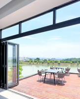 Puerta plegable de aluminio resistente al agua de diseño moderno, puerta de Patio plegable, vidrio templado, exterior de venta del fabricante