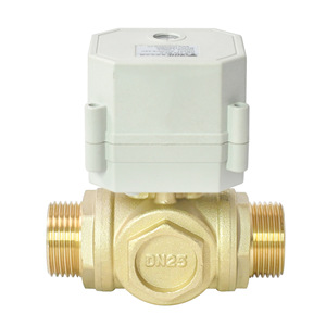 Tonhe <b>Miniature</b> Electric Ball Valve 1 In Brass Three Way T L Type For Water Normal Open Closed Automatic Manual - Product Image 3