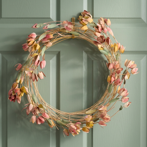 Corona de Ratán Natural Hecha a Mano con Flores Secas, Redonda, Decorativa, Estilo Rústico, Sin Iluminación, Pieza Única - Product Image 5